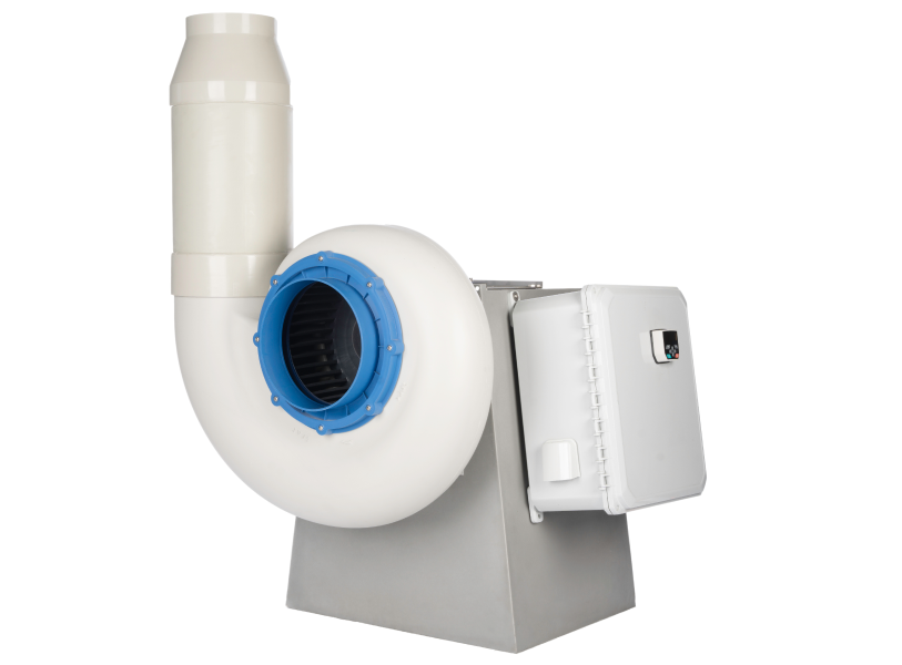 High Plume V-Series Blower System designed for toxic chemical ventilation with corrosion-resistant construction