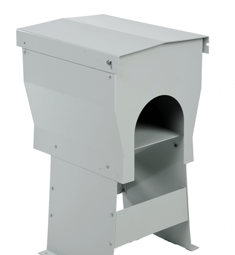 Aluminum Weather Hood with Enclosed Pedestal, perfect for rain, sleet, and snow, in Gray Color compatible with all Plastec corrosion and explosion resistant blowers and fan systems